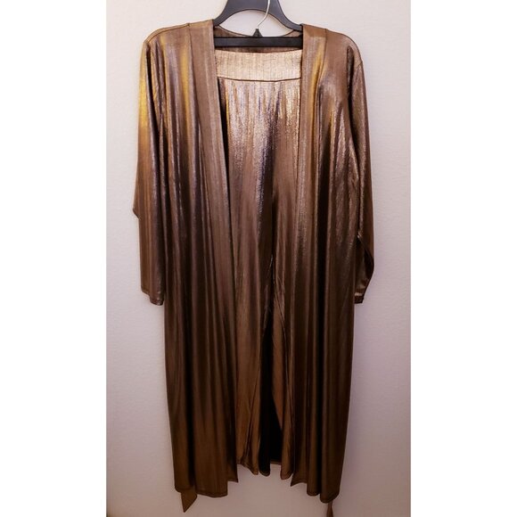 Nina Parker Bronze Metallic Duster Pants Coord Set Party Festive Holiday 2X NWT - Picture 1 of 15